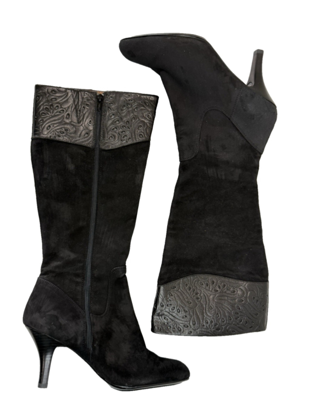 Sofft Bastia Black Suede Tall Boots Size 9M knee high leather